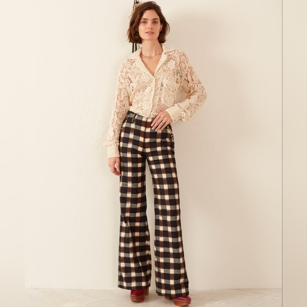 Alix of Bohemia Navy Brown Charlie Plaid Princess Pant NWT